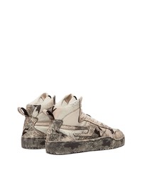 hellbeige Camouflage hohe Sneakers aus Segeltuch von Diesel