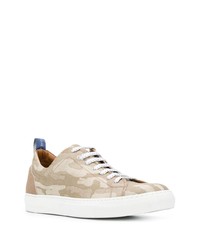 hellbeige Camouflage Segeltuch niedrige Sneakers von Jacob Cohen