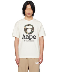 hellbeige Camouflage T-Shirt mit einem Rundhalsausschnitt von AAPE BY A BATHING APE