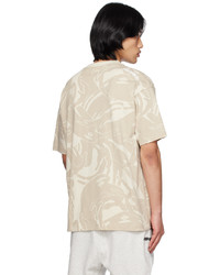 hellbeige Camouflage T-Shirt mit einem Rundhalsausschnitt von AAPE BY A BATHING APE