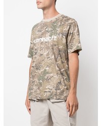 hellbeige Camouflage T-Shirt mit einem Rundhalsausschnitt von Carhartt WIP