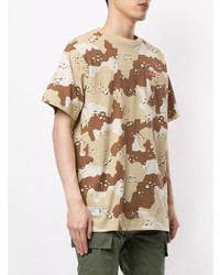 hellbeige Camouflage T-Shirt mit einem Rundhalsausschnitt von Izzue