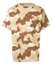 hellbeige Camouflage T-Shirt mit einem Rundhalsausschnitt von Izzue