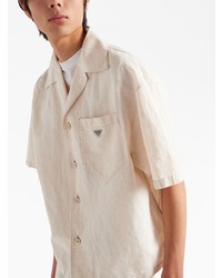 hellbeige Chambray Kurzarmhemd von Prada