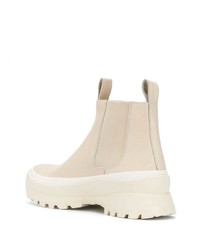 hellbeige Chelsea Boots aus Leder von Jil Sander