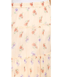 hellbeige Chiffon Maxirock mit Blumenmuster von Love Sam