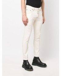 hellbeige enge Jeans mit Destroyed-Effekten von DSQUARED2