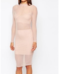 hellbeige figurbetontes Kleid von Missguided