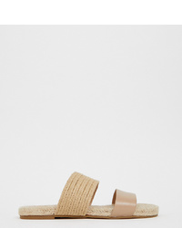 hellbeige flache Sandalen aus Leder von ASOS DESIGN