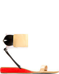 hellbeige flache Sandalen aus Leder von Chloé