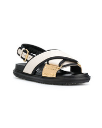 hellbeige flache Sandalen aus Leder von Marni