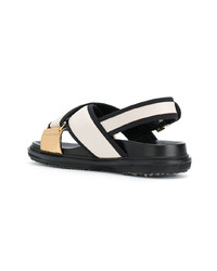 hellbeige flache Sandalen aus Leder von Marni