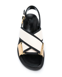 hellbeige flache Sandalen aus Leder von Marni