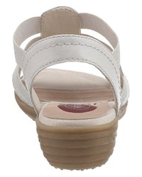 hellbeige flache Sandalen aus Leder von Jana