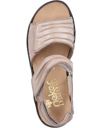 hellbeige flache Sandalen aus Leder von Rieker