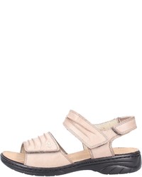 hellbeige flache Sandalen aus Leder von Rieker