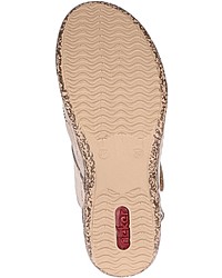 hellbeige flache Sandalen aus Leder von Rieker