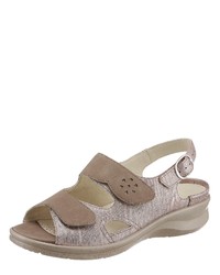 hellbeige flache Sandalen aus Leder von Waldläufer