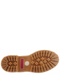 hellbeige flache Stiefel mit einer Schnürung aus Wildleder von DOGO