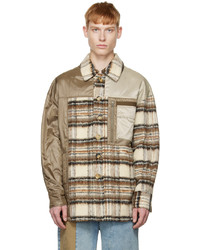 hellbeige Flanell Shirtjacke mit Karomuster