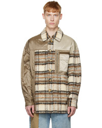 hellbeige Flanell Shirtjacke mit Karomuster von Feng Chen Wang