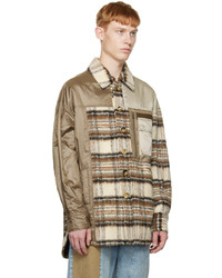 hellbeige Flanell Shirtjacke mit Karomuster von Feng Chen Wang