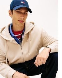 hellbeige Fleece-Pullover mit einem Kapuze von Tommy Jeans