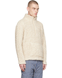 hellbeige Fleece-Pullover mit einem Reißverschluss am Kragen von ERL