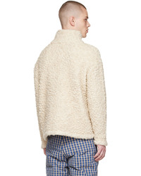hellbeige Fleece-Pullover mit einem Reißverschluss am Kragen von ERL