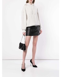 hellbeige Fleece-Pullover mit einer Kapuze von T by Alexander Wang