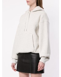 hellbeige Fleece-Pullover mit einer Kapuze von T by Alexander Wang