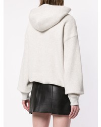 hellbeige Fleece-Pullover mit einer Kapuze von T by Alexander Wang