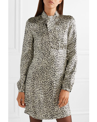 hellbeige gerade geschnittenes Kleid mit Leopardenmuster von Saint Laurent