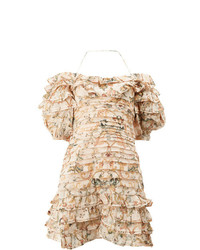 hellbeige gerade geschnittenes Kleid mit Rüschen von Zimmermann