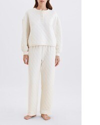 hellbeige gesteppte Hose