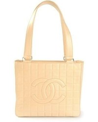 hellbeige gesteppte Shopper Tasche aus Leder von Chanel