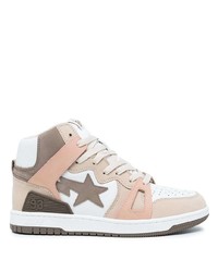 hellbeige hohe Sneakers aus Leder von A Bathing Ape