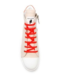 hellbeige hohe Sneakers aus Leder von Cinzia Araia