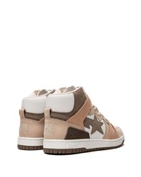 hellbeige hohe Sneakers aus Leder von A Bathing Ape