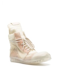 hellbeige hohe Sneakers aus Leder von Rick Owens