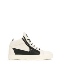 hellbeige hohe Sneakers aus Leder von Giuseppe Zanotti Design