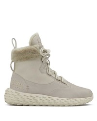 hellbeige hohe Sneakers aus Leder von Giuseppe Zanotti