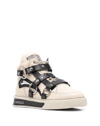 hellbeige hohe Sneakers aus Leder von Roberto Cavalli