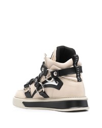 hellbeige hohe Sneakers aus Leder von Roberto Cavalli