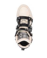 hellbeige hohe Sneakers aus Leder von Roberto Cavalli