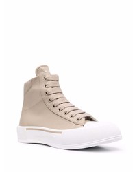 hellbeige hohe Sneakers aus Leder von Alexander McQueen