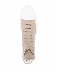 hellbeige hohe Sneakers aus Leder von Alexander McQueen