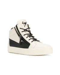 hellbeige hohe Sneakers aus Leder von Giuseppe Zanotti Design