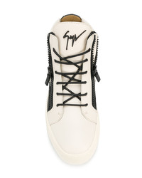 hellbeige hohe Sneakers aus Leder von Giuseppe Zanotti Design