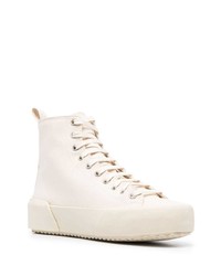 hellbeige hohe Sneakers aus Leder von Jil Sander